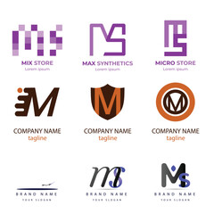Letter alphabet logo m design Corporate business brand company abstract logo design collection
