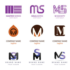 Letter alphabet logo m design Corporate business brand company abstract logo design collection
