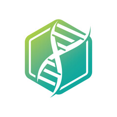 DNA Helix With Hexagon Logo
