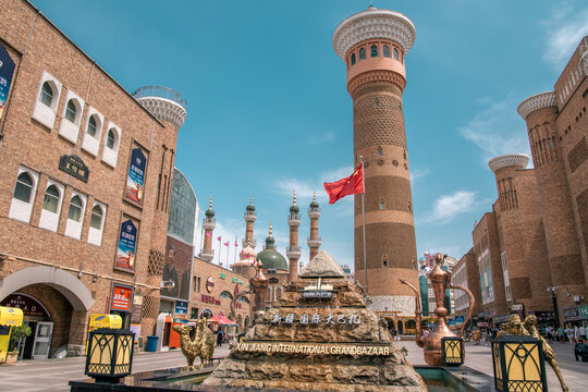 Urumqi, Xinjiang, China, Scene of International Grand Bazaar Xinjiang, an Islamic bazaar