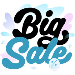 Lettering Big Sale with gift box and percent sign text