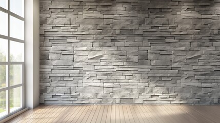 Minimalist Pastel gray pale block brick stone empty room interior wall background blank backdrop with window light shadows for online zoom presentations webinars and virtual meetings teams video call