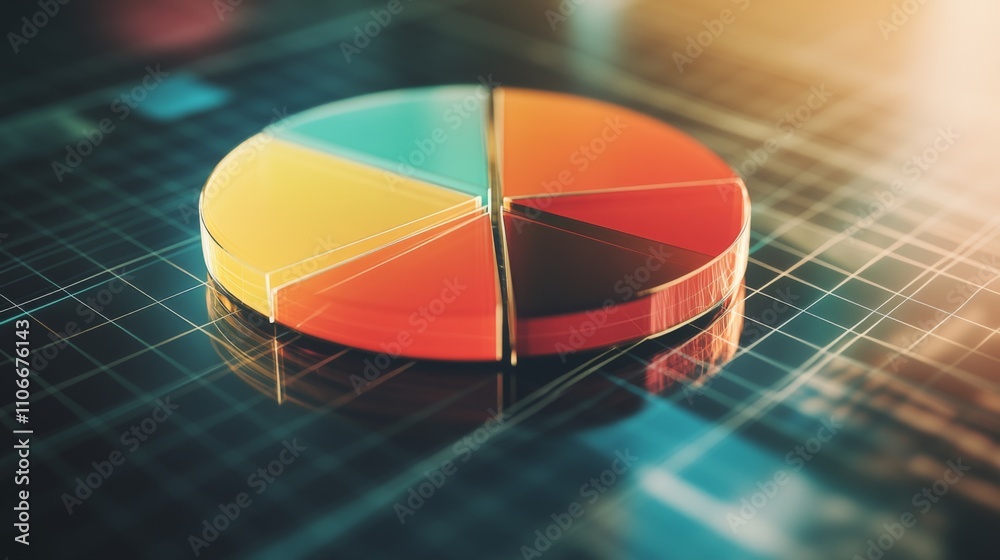 Aufkleber colorful pie chart on data background for business analysis