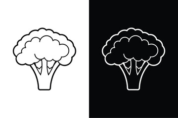 Minimalist Broccoli Icons. Clean Black and White Line Art