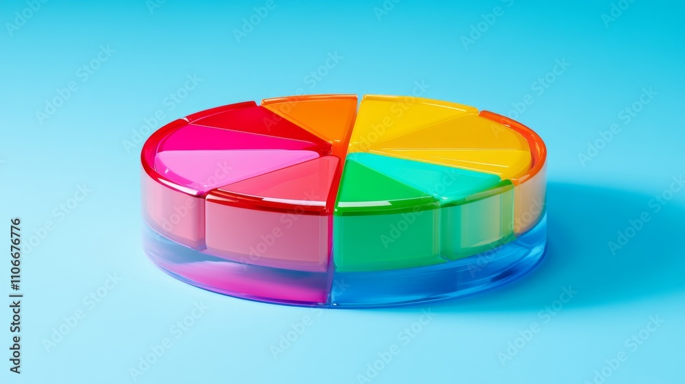 Aufkleber colorful pie chart with transparent base and vibrant segments