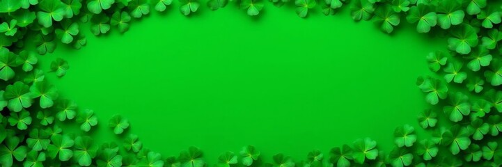 Green clover frame border with empty space, perfect for St Patrick's Day background, Irish, border