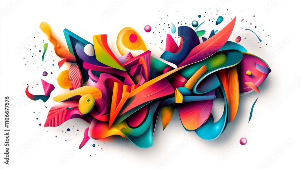 Poster Colorful Abstract Art with Dynamic Shapes and Vibrant Patterns