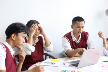 High School Students Work in a Group Study Session