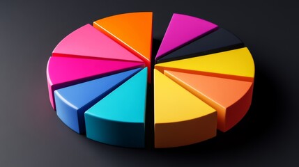 Fototapeta premium Colorful Geometric Pie Chart Segments on Dark Background