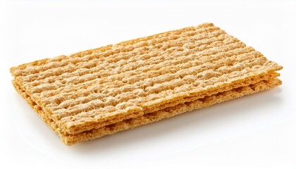 "Single Rectangular Corn Crispbread on White Background"
