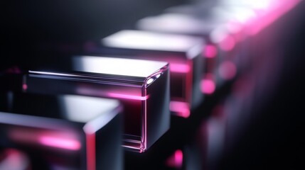 Abstract Design of Reflective Blocks with Neon Light Effects