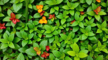 Lush green leaves in focus with blurred background, green, botanical