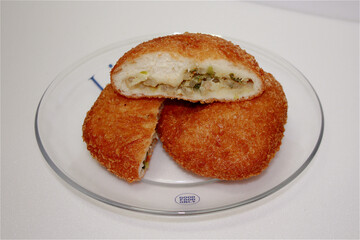 Korean Snack Doughnut Fried with Minced Vegetables and Meat