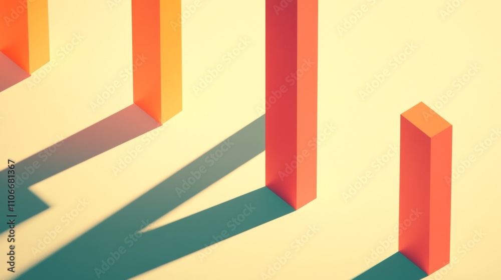 Aufkleber abstract geometric shapes casting long shadows on a surface