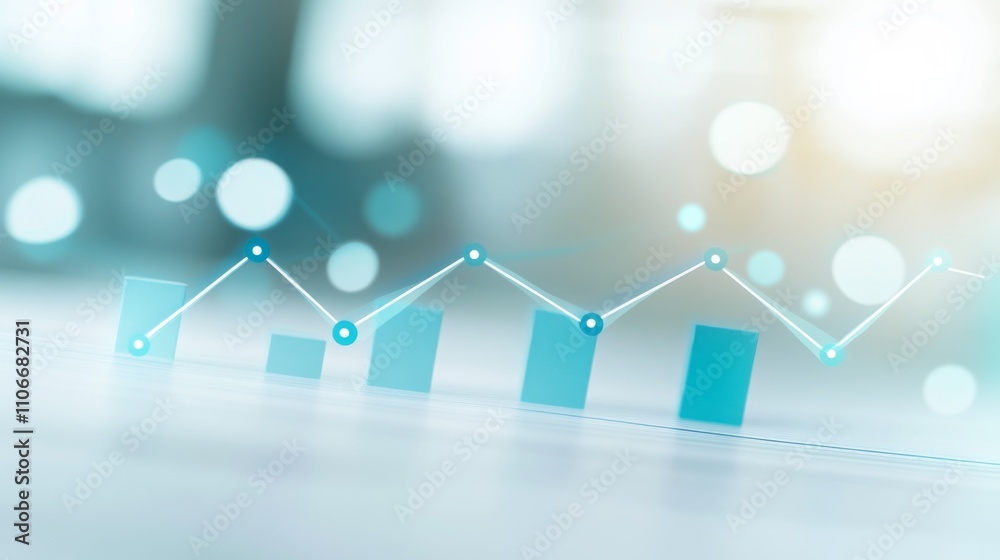 Fototapete Abstract Data Visualization with Graph and Blurred Background Effect