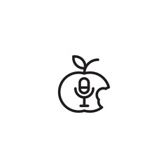 Eating fruit ASMR on icon. Fruit apple sounds. Fruit eating and calming atmosphere. Editable icon.