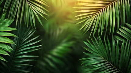 Obraz premium Lush green leaves in nature floral background relaxing scene close-up view calm atmosphere