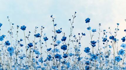 Tranquil landscape featuring vibrant blue wildflowers a serene nature display