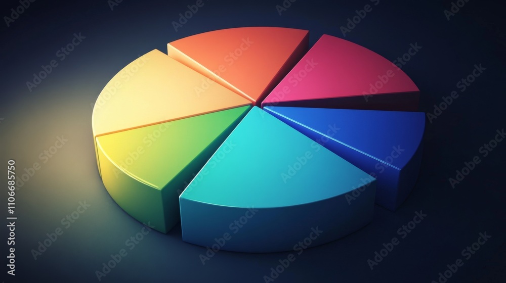 Poster Colorful 3D Pie Chart With Segments Highlighting Data Presentation