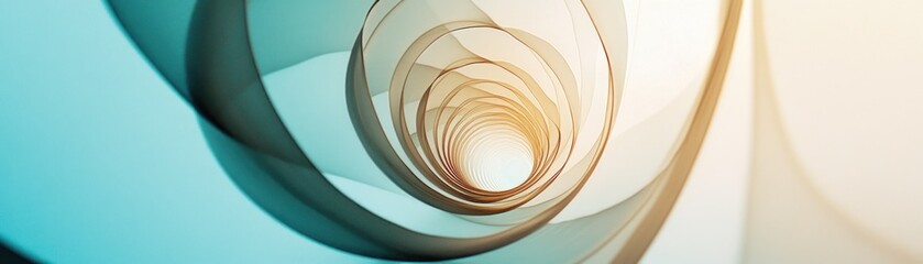Obraz premium Abstract spiral design in soft colors, creating a sense of depth and movement.