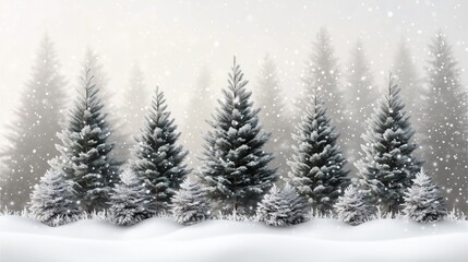 Fototapeta premium A snowy Christmas tree in a winter forest landscape