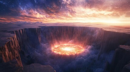 Fototapeta premium Alien Planet's Fiery Core: Unveiling a Stunning Cosmic Landscape of Wonders