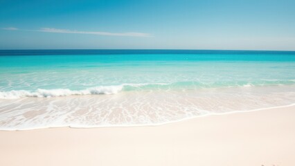 soft blue ocean waves gently lapping at the shore of a pristine white sandy beach , wave, blue, serenity now, sand, beach