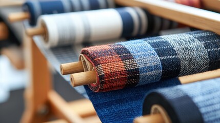 Crafting scottish tartan weaving traditional clan patterns on a highland loom textile art process detailed close-up cultural heritage