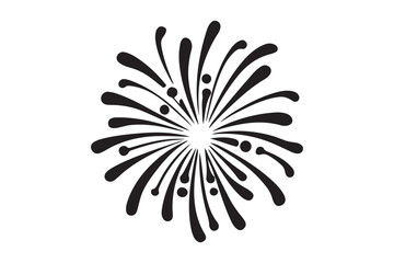 Silhouettes of Celebration Fireworks on a White Background.