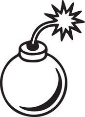 Vector Silhouette of Bomb Icon on White Background.