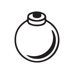 Vector Silhouette of Bomb Icon on White Background.