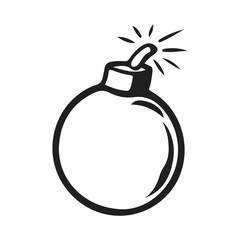 Bomb Icon Silhouette Vector Isolated on White.