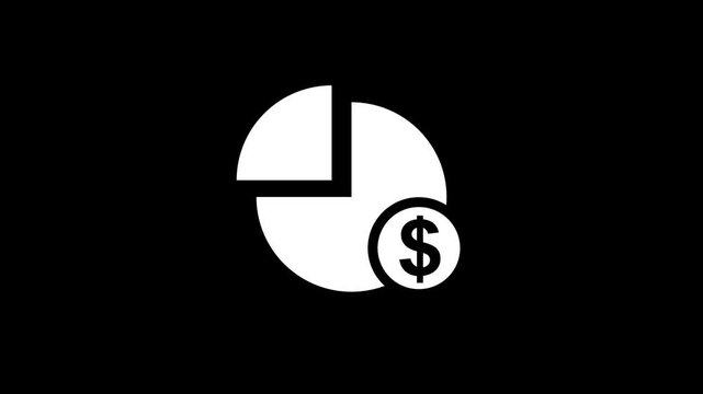 Pie chart, financial graph chart icon animation. round chart with dollar sign.