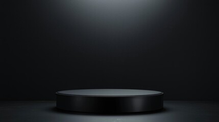 Black Circular Platform on Dark Background