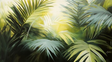 Obraz premium Lush greenery tropical forest nature photography vibrant environment close-up serenity and growth