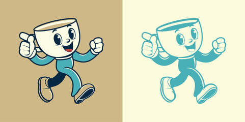 Anthropomorphic character of happy tea cup