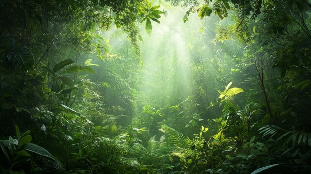 Lush green forest tropical rainforest landscape photography natural environment serene viewpoint nature's beauty