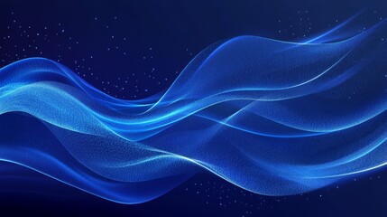72.Vector illustration of an abstract underwater ocean wave in shades of blue, with detailed water textures and ripples. The wave curves gracefully, with light reflections and transparent elements,
