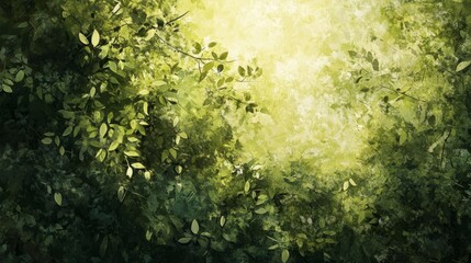 Nature exploration lush green forest digital artwork serene environment close-up view tranquility and beauty
