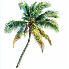 vector cartoon illustration of a palmtree - palm tree, tropical plant, green leaves, summer, nature, exotic, foliage, palm fronds, tropical