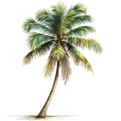 vector cartoon illustration of a palmtree - palm tree, tropical, nature, green, coconut, plant, isolated, summer, vacation, foliage, landscape