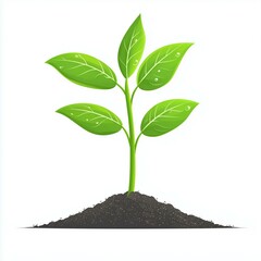 Vector Plant - plant, seedling, green leaves, growth, nature, soil, gardening, eco-friendly, environment