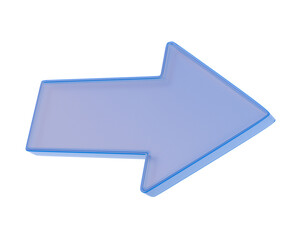 Glass arrow on white background. Isolated 3D illustration