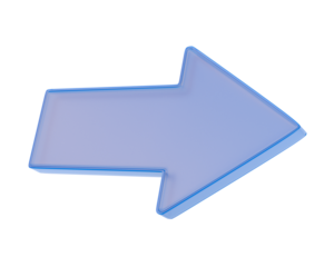 Glass arrow on white background. Isolated 3D illustration