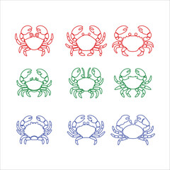 Obraz premium Vector Silhouette Of Outline Crabs