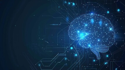 Obraz premium Background of artificial intelligence technology, concept of brain mind with technology lines.