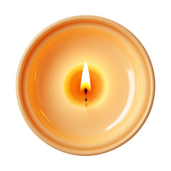 burning candle top view isolated on transparent white background, clipping path 