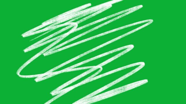 White scribble strokes resembling pencil sketches on a green background, creating a simple yet artistic motion effect.