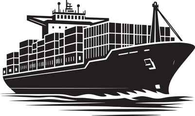 Big container ship silhouette vector illustration isolated on a white background © Md Hasan