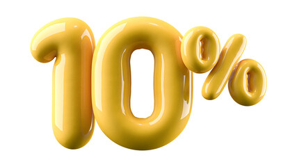 Discount 10 Percent Off Sale Yellow Number 3D Illustration